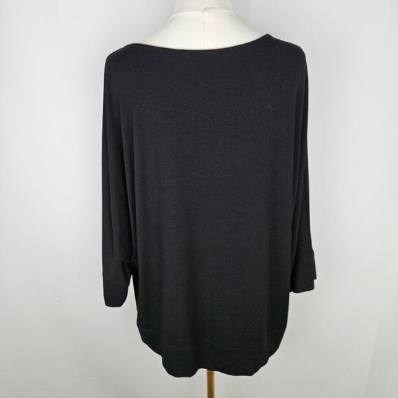 Eileen Fisher Black Dolman Sleeve Top Large Draped Knit Quiet Luxury - Picture 5 of 11